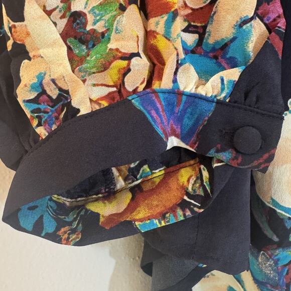 Anthropologie Maeve Tallie Blue Floral Off the shoulder blouse Sz M Cottagecore - Picture 5 of 8